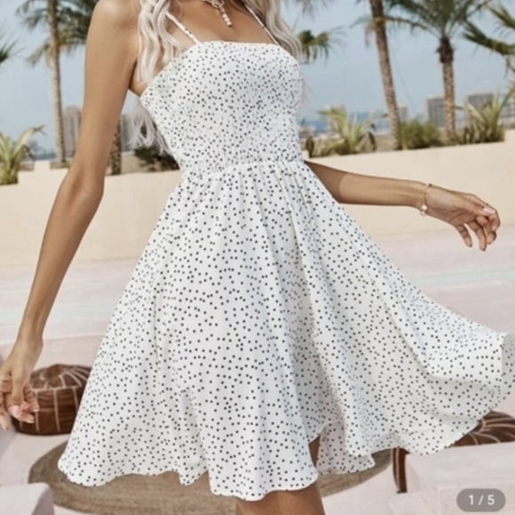 SHEIN Dresses & Skirts - SHEIN Dress Polka Dot White / Black Sz S
